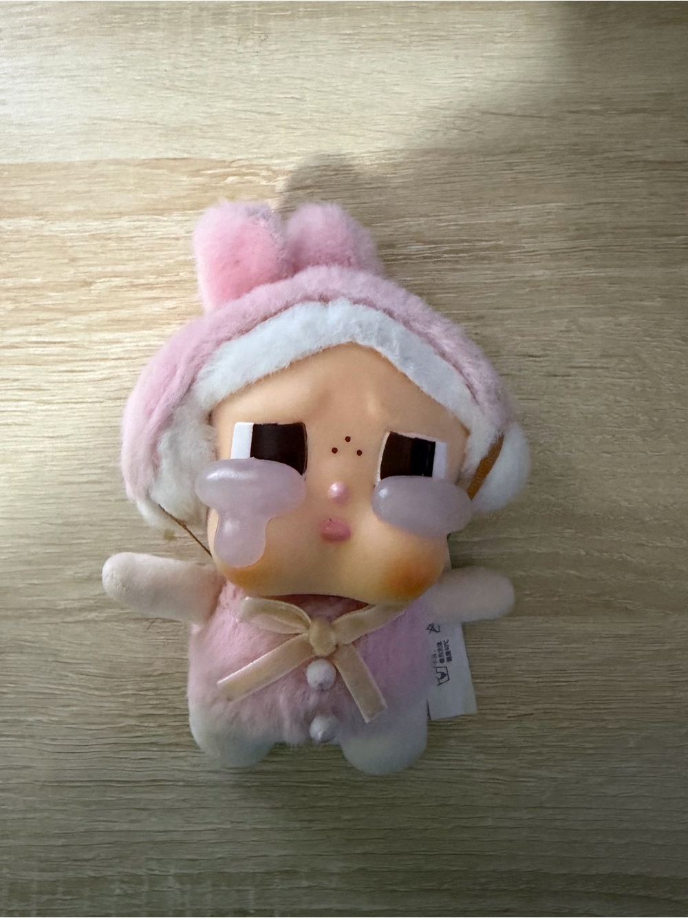 Plush Pink Bunny Face Key & Card Holder Charm